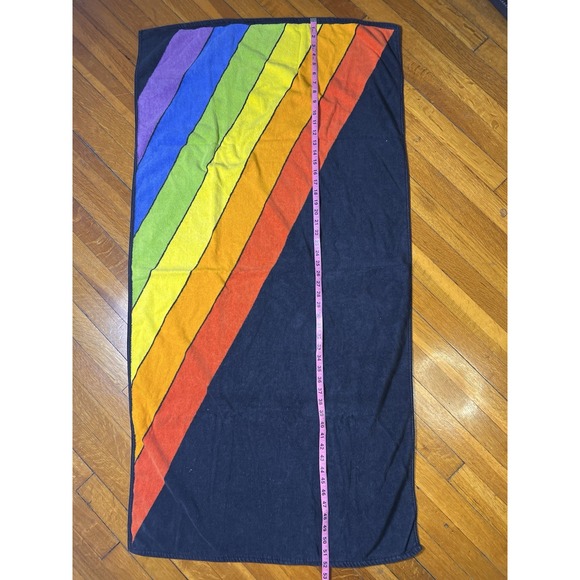 Vintage 80s TerriMondo Retro Rainbow Beach Towel 52x26 100% Cotton Israel - Picture 3 of 7